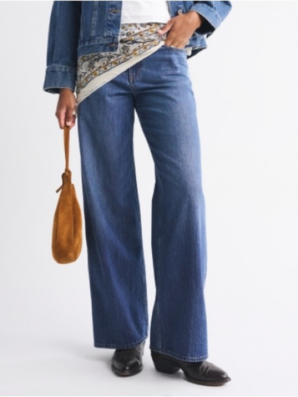 Abercrombie & Fitch Curve Love High Rise Wide Leg Jean Blue Size 26